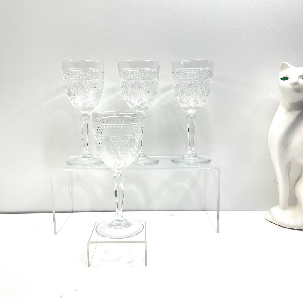 Water Goblet Antique Clear Glass by CRISTAL D'ARQUES-Durand Collectible